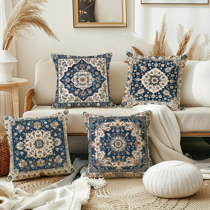 Novara Baroque Bohemian Throw Pillow Covers - 4-Piece Decorative Accent Set