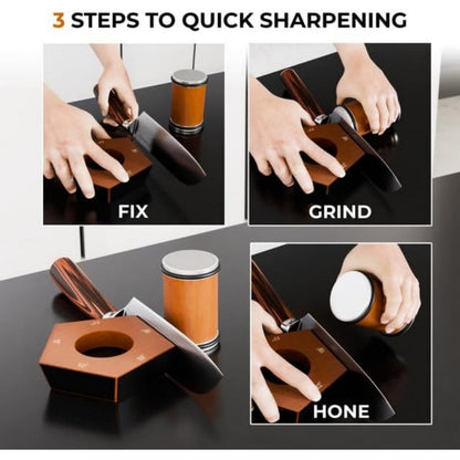 Royora Rolling Knife Sharpener with Multi-Angle Guide & Diamond Wheel-Blade Honing Tool