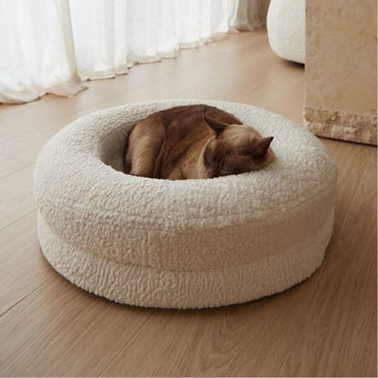 Royora Orthopedic Round Dog Bed with Faux-Fur, Anti-Slip Base, Removable Washable Cover