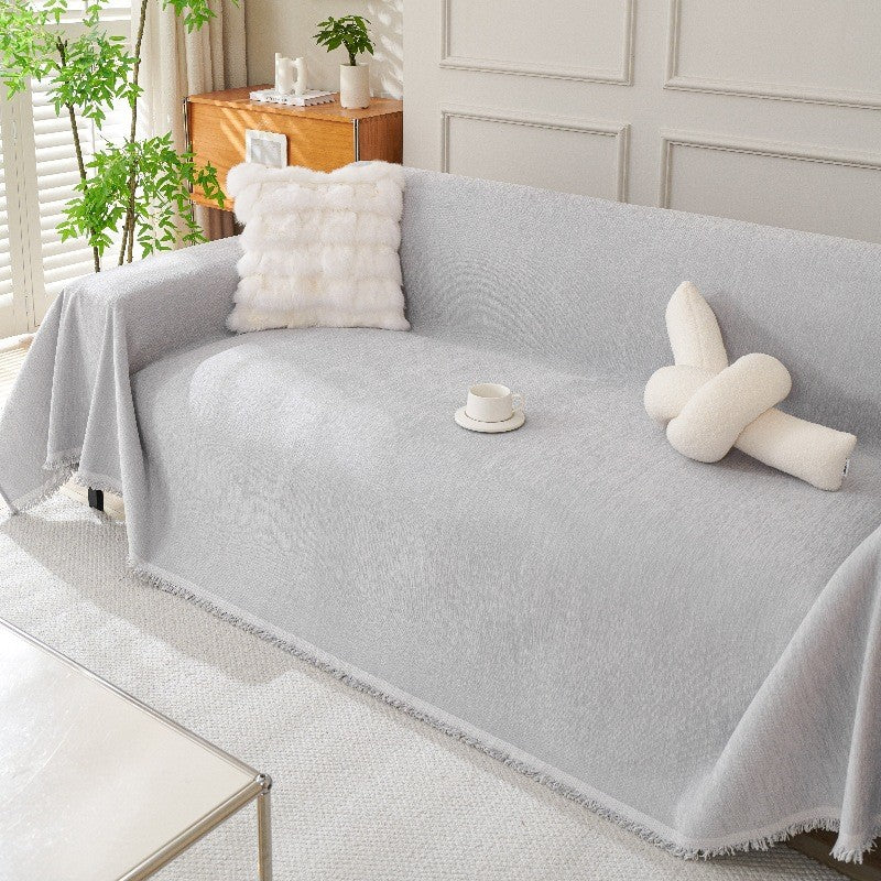 Novara Woven Sofa Throw Cover-Washable Cotton Blend Couch Protector