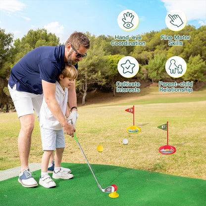 Novara Kids Golf Club Set with Adjustable Telescopic Clubs for Ages 3-8