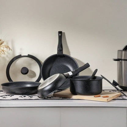 Novara 8-Piece Nonstick Cookware Set with Detachable Handles for Space Saving Storage
