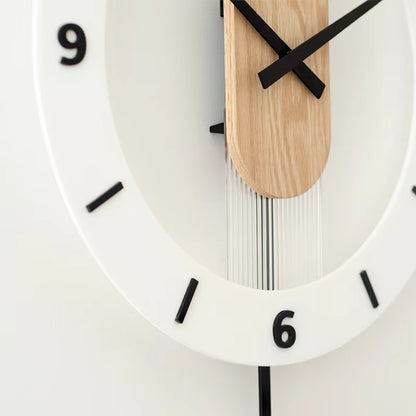 Royeva Modern Pendulum Wall Clock-Silent Wood Accent Decorative Timepiece