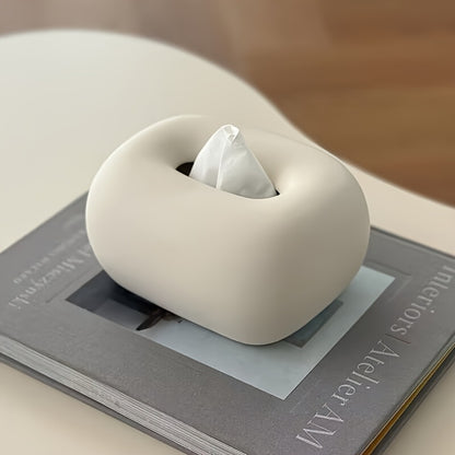 Novara Modern Ceramic Facial Tissue Box Cover-Round Design Home Decor