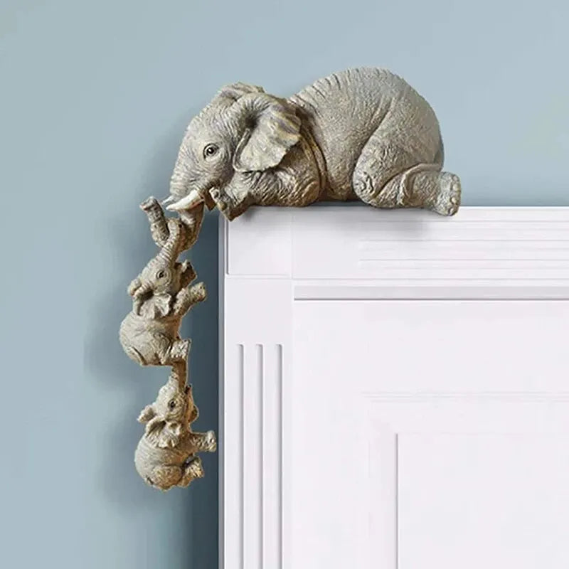 Novara Hanging Elephant Family Shelf Decor-Resin Figurine Set of 3