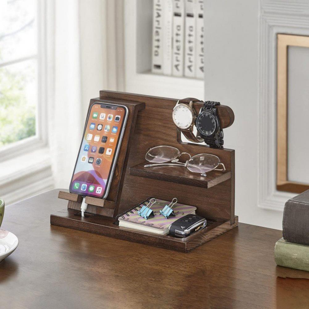 Royelle Wooden Desk Organizer And Phone Stand Docking Station