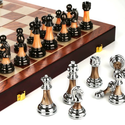 Royora Wooden Chess Set With 45 Cm Board And Metal Pieces