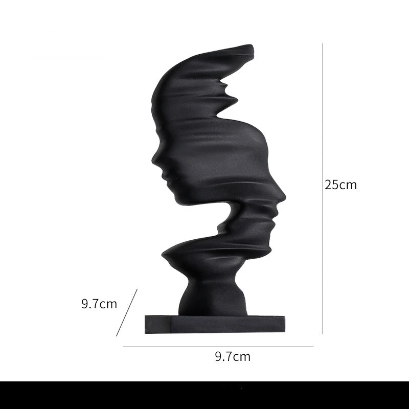 Novara Abstract Face Decor Sculpture-Modern Ceramic Art