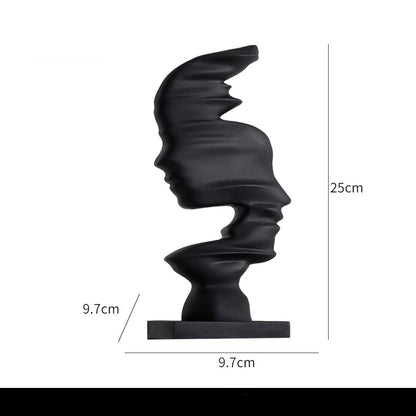 Novara Abstract Face Decor Sculpture-Modern Ceramic Art