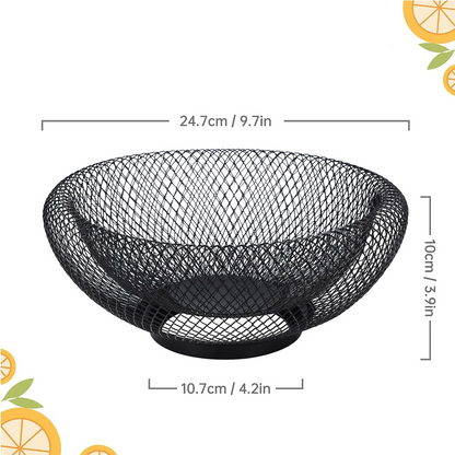 Royora Double-Walled Mesh Fruit Bowl - Elegant Metal Centerpiece for Modern Decor