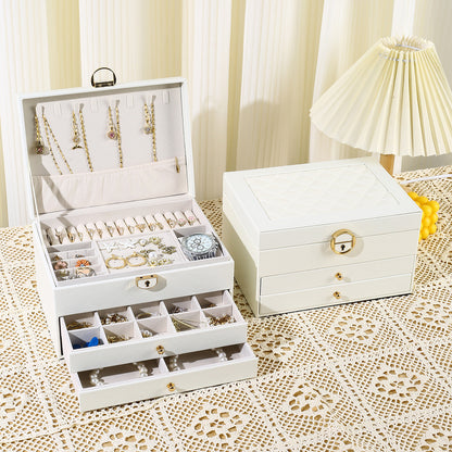 Novara Multi-Layer Leather Jewelry Box for Rings, Necklaces, Bracelets & Earrings Storage