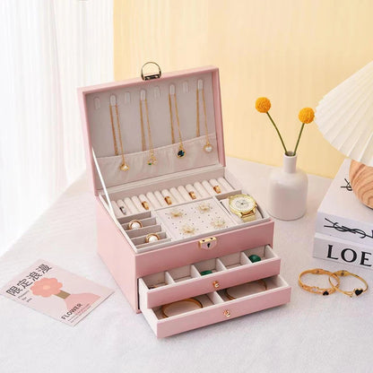 Luxoria Multilayer Leather Jewelry Box for Women - Elegant Jewelry Organizer