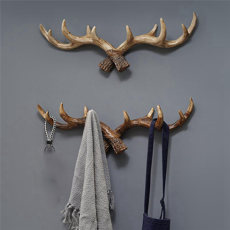 Novara Rustic Antler Wall Hook Rack for Entryway & Mudroom | Multi-Hook Organizer