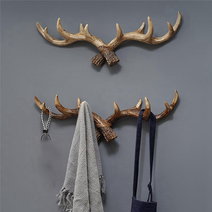 Novara Rustic Antler Wall Hook Rack for Entryway & Mudroom | Multi-Hook Organizer