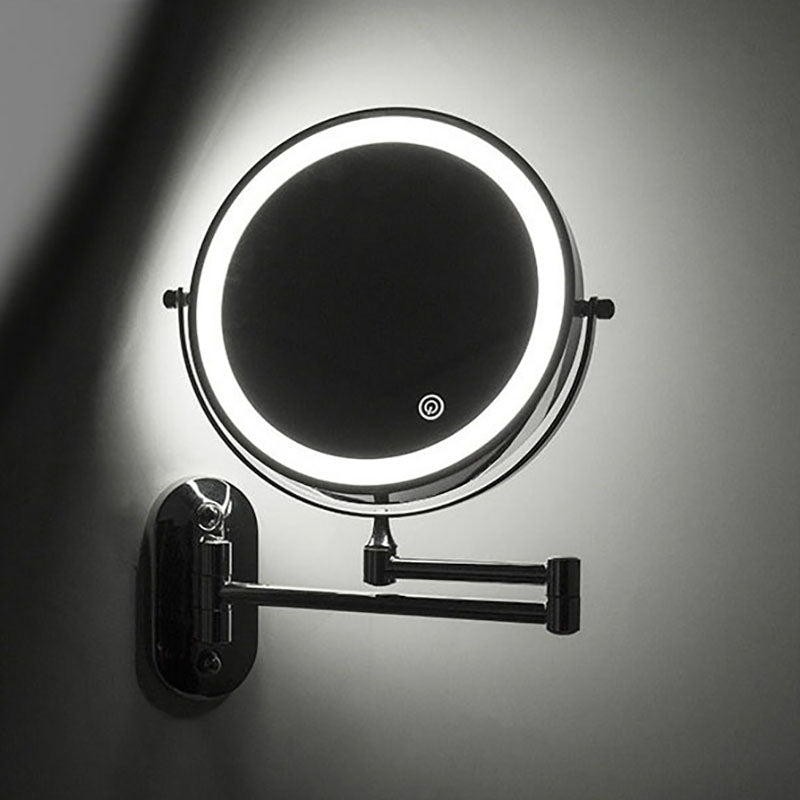 Royeva Rechargeable LED Wall-Mounted Makeup Mirror with Magnification, Chrome Finish