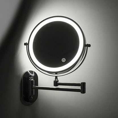 Royeva Rechargeable LED Wall-Mounted Makeup Mirror with Magnification, Chrome Finish