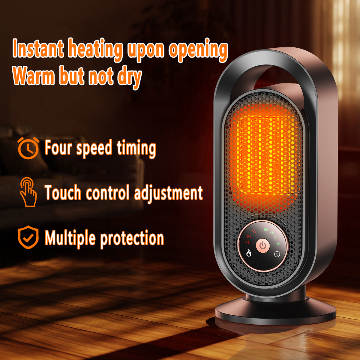 Royeva Portable Ceramic Fan Heater-1000W Touchscreen Desk Space Heater for Office