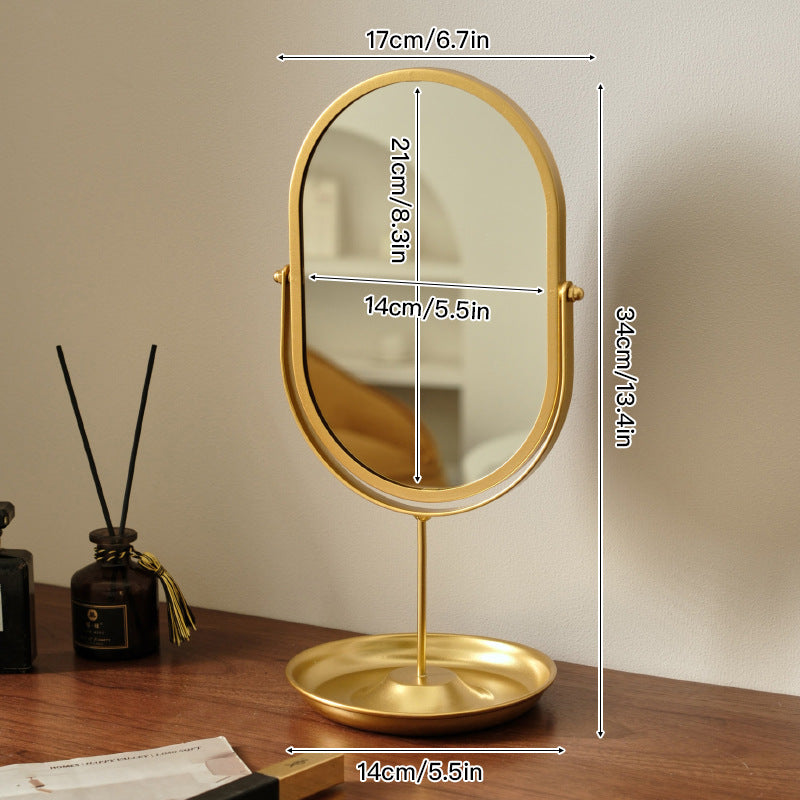 Royelle 360 Degree Rotating Oval Makeup Vanity Mirror with Metal Desktop Stand