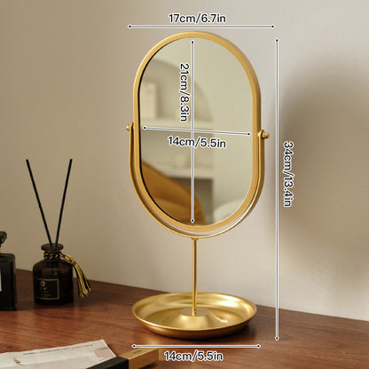 Royelle 360 Degree Rotating Oval Makeup Vanity Mirror with Metal Desktop Stand