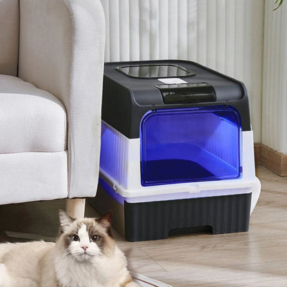 Royeva Enclosed Cat Litter Box Hooded Litter Tray With Scoop