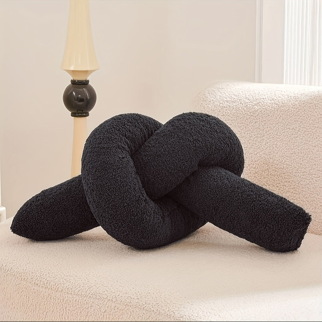 Novara Cream Knot Pillow-Trendy Decor Soft Sherpa Unique Throw Cushion
