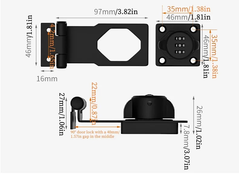 Royora Keyless Combination Cabinet Lock And 4 Digit Code Cupboard Door Latch