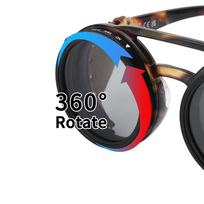 Royeva Vintage Round Steampunk Polarized Sunglasses-UV400 Driving Eyewear