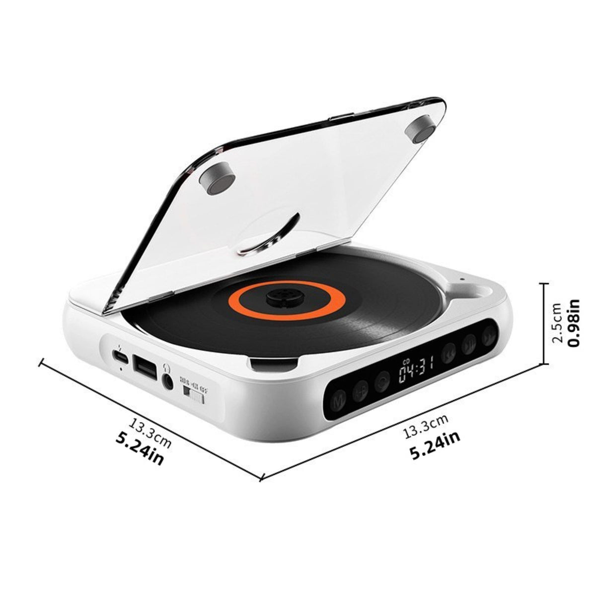 Royeva Portable Bluetooth CD Player-Rechargeable Compact Audio Player