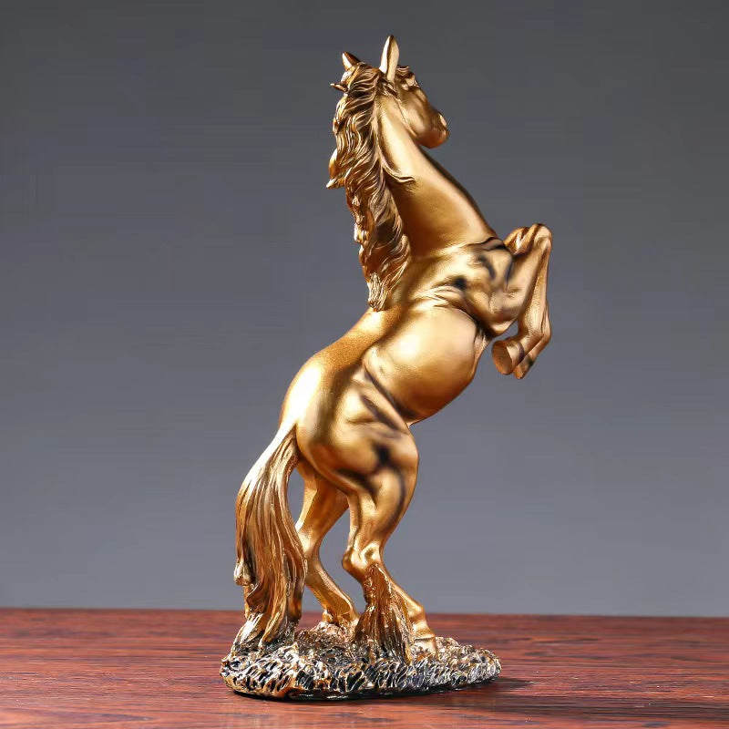 Novara White Rearing Horse Sculpture - Dynamic Equine Figurine