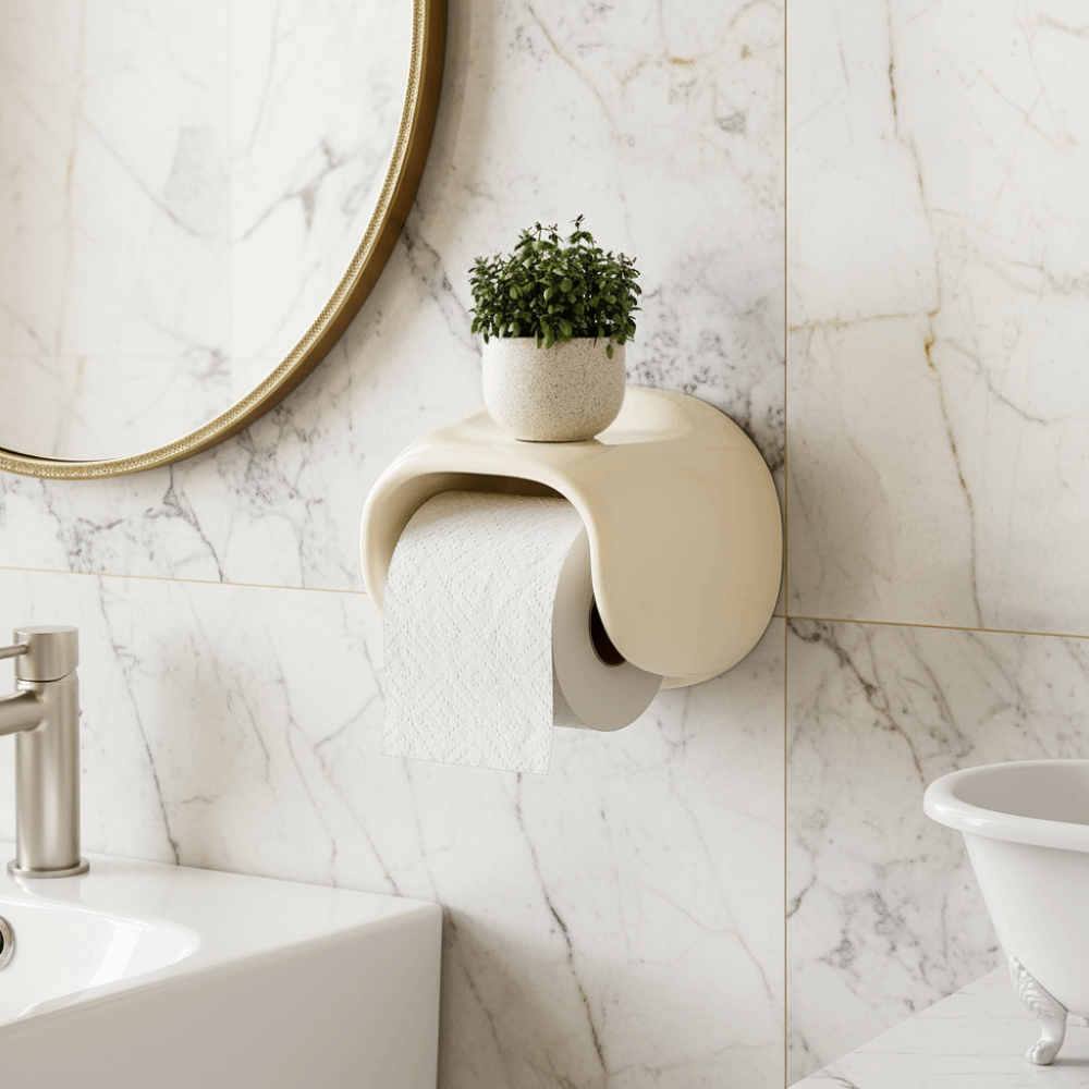 Royelle Self Adhesive Toilet Paper Holder With Phone Storage Shelf