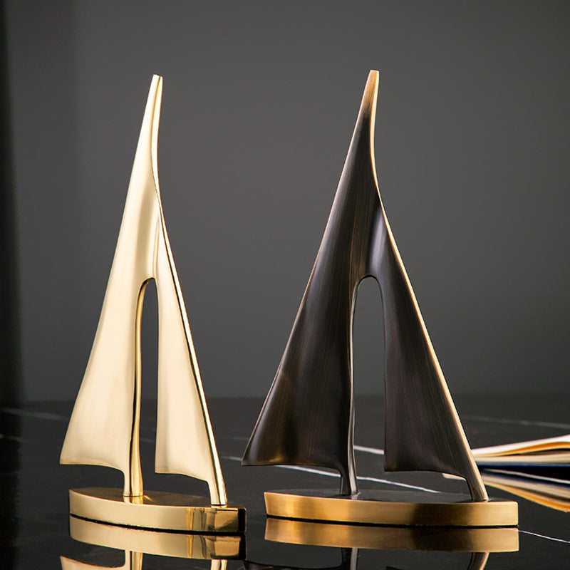 Royeva Gold Sailboat Sculpture-Modern Coastal Table Decor