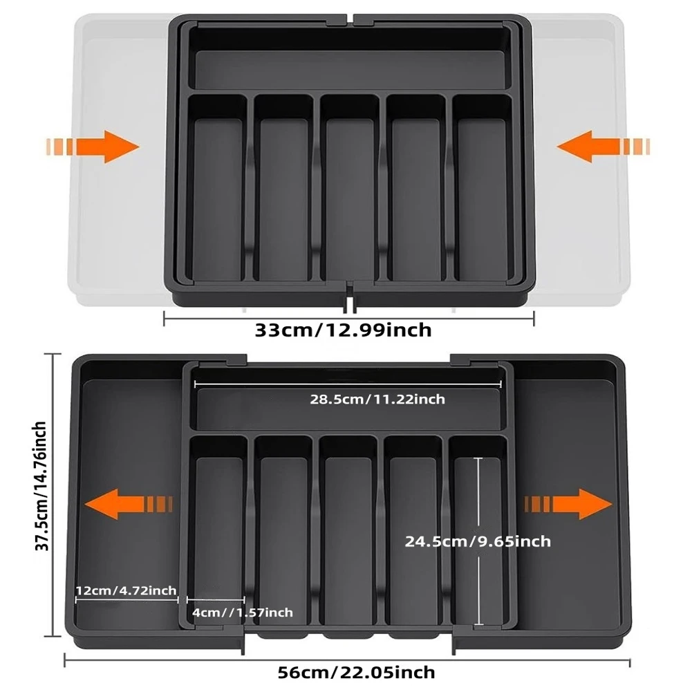 Majesta Extra Large Expandable Silverware Organizer with Adjustable Compartments