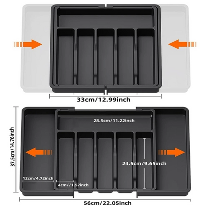 Majesta Extra Large Expandable Silverware Organizer with Adjustable Compartments