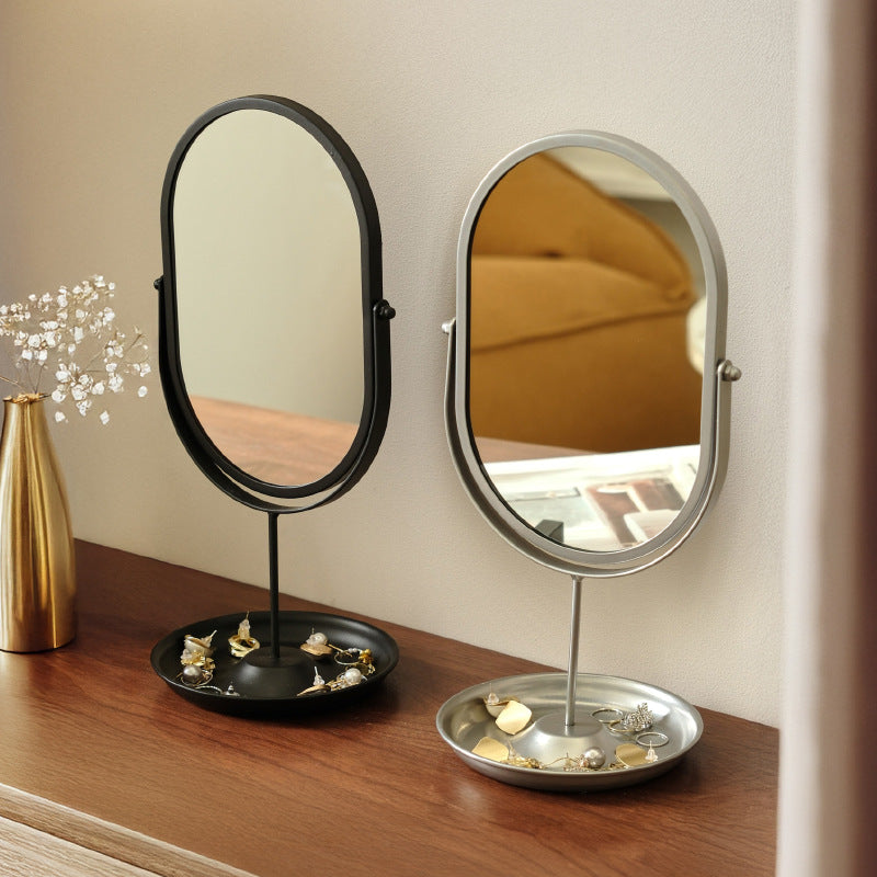 Royelle 360 Degree Rotating Oval Makeup Vanity Mirror with Metal Desktop Stand