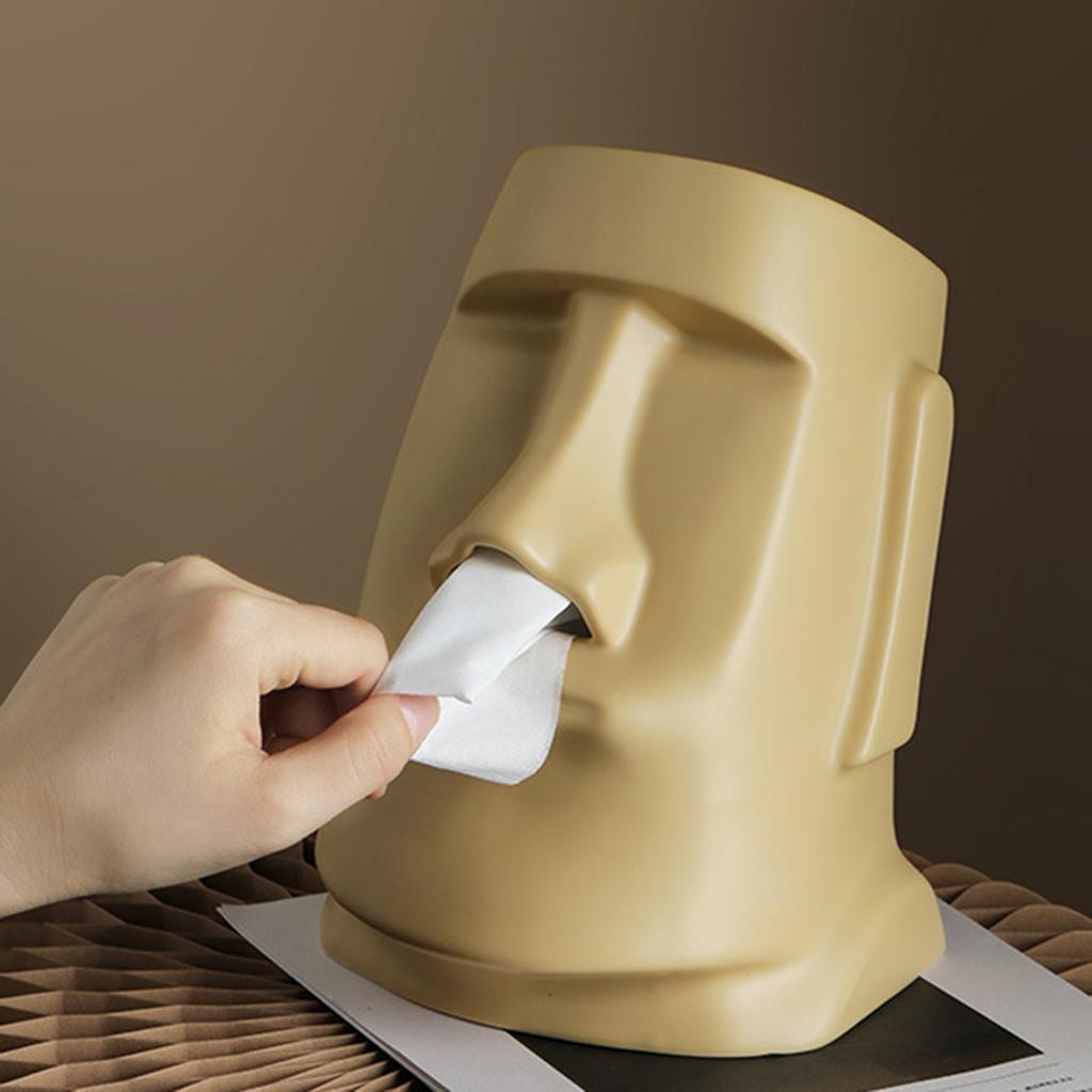 Royora Moai Stone Head Tissue Holder-Funny Dispenser Nordic Decor