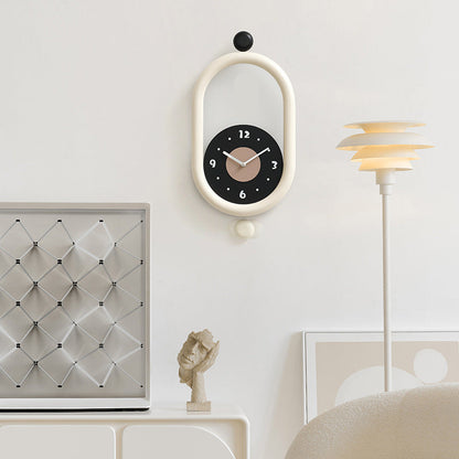 Novara Modern Silent Pendulum Wall Clock-Oval Decorative Timepiece