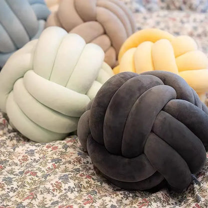 Eloria Blue Spherical Knot Pillow-Soft Plush Decorative Throw Cushion