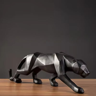 Royora Geometric Panther Statue-Modern Desk Decor Wild Cat Sculpture