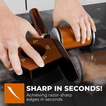 Royora Rolling Knife Sharpener with Multi-Angle Guide & Diamond Wheel-Blade Honing Tool