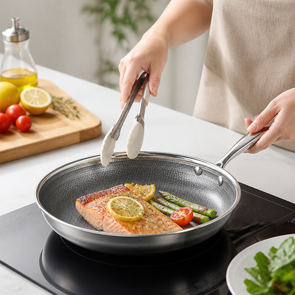 3-Layer Stainless Steel Honeycomb Nonstick Frying Pan 2