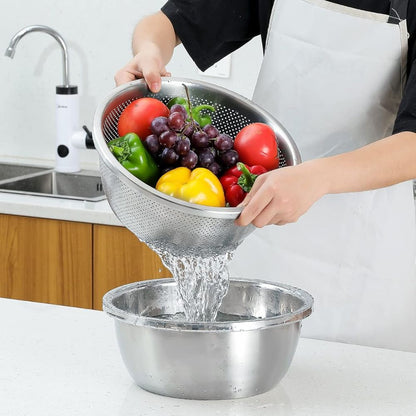 304 Stainless Steel Fine Mesh Colander & Mixing Bowl (Set of 2) 1