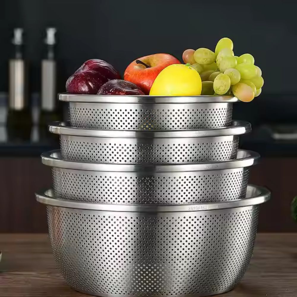 304 Stainless Steel Fine Mesh Colander & Mixing Bowl (Set of 2) 6