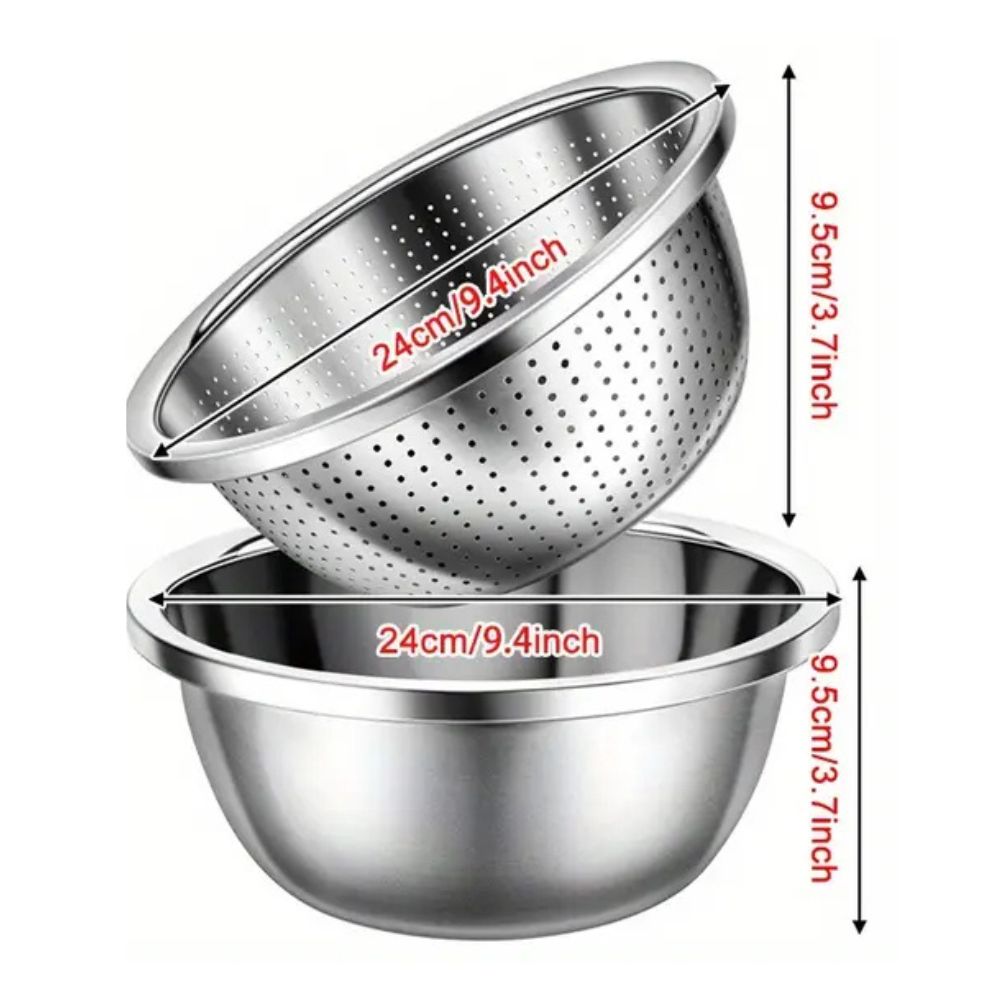 304 Stainless Steel Fine Mesh Colander & Mixing Bowl (Set of 2) 7