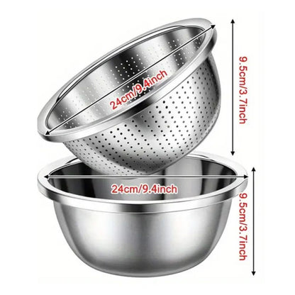 304 Stainless Steel Fine Mesh Colander & Mixing Bowl (Set of 2) 7