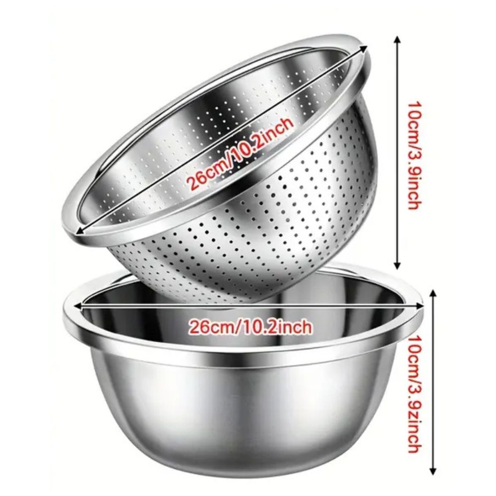 304 Stainless Steel Fine Mesh Colander & Mixing Bowl (Set of 2) 8