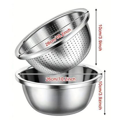 304 Stainless Steel Fine Mesh Colander & Mixing Bowl (Set of 2) 8