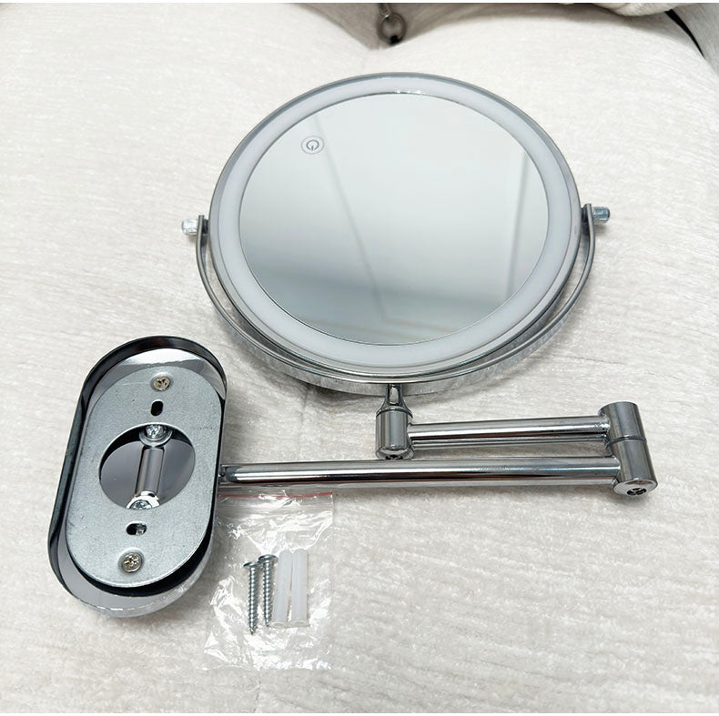 Royeva Rechargeable LED Wall-Mounted Makeup Mirror with Magnification, Chrome Finish
