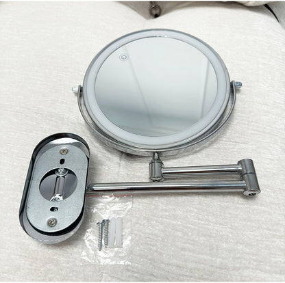 Royeva Rechargeable LED Wall-Mounted Makeup Mirror with Magnification, Chrome Finish
