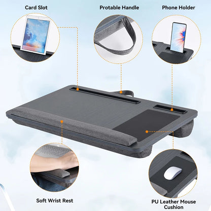 Royeva Portable Wooden Laptop Desk-Bed Tray With Mouse Pad And Wrist Rest