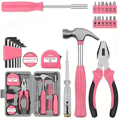 Royelle Pink Household Tool Set-DIY Repair Kit With Storage Case